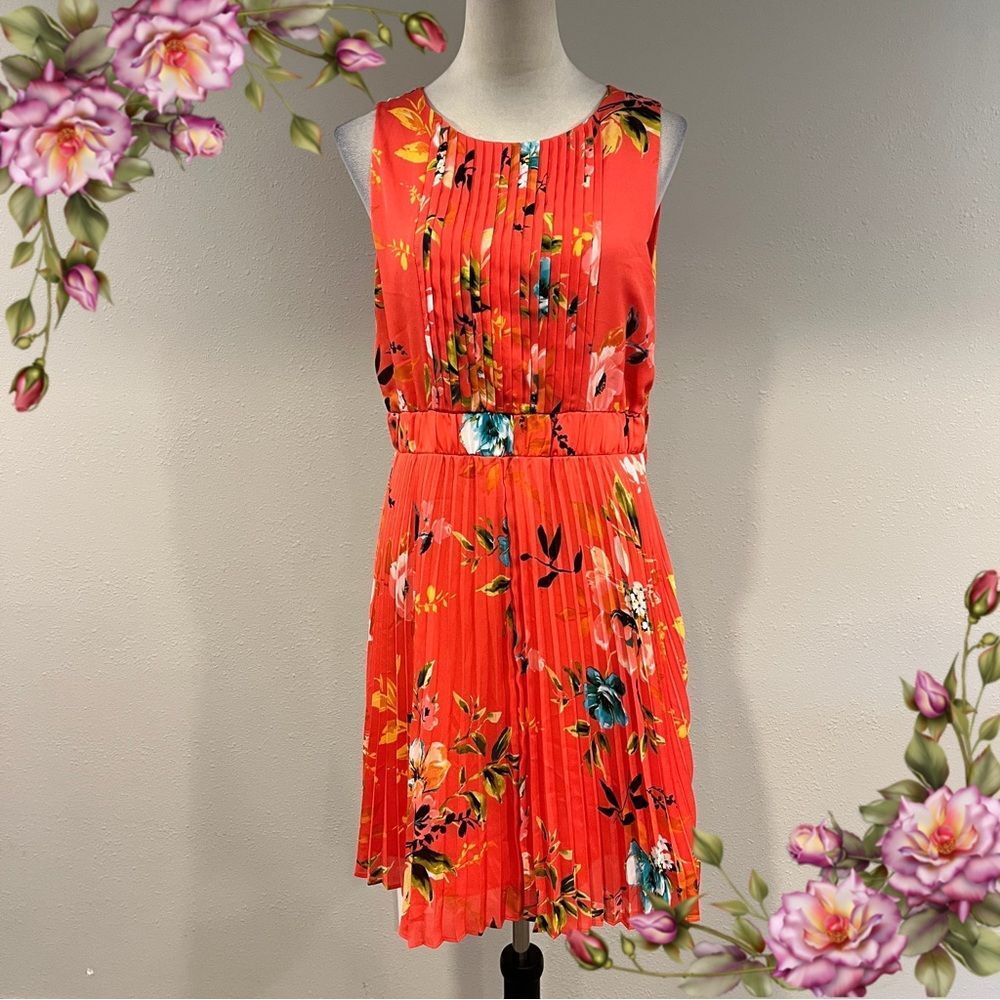 Liz Claiborne Floral Pleated‎ Sleeveless fit and flare mini Dress size 12 P